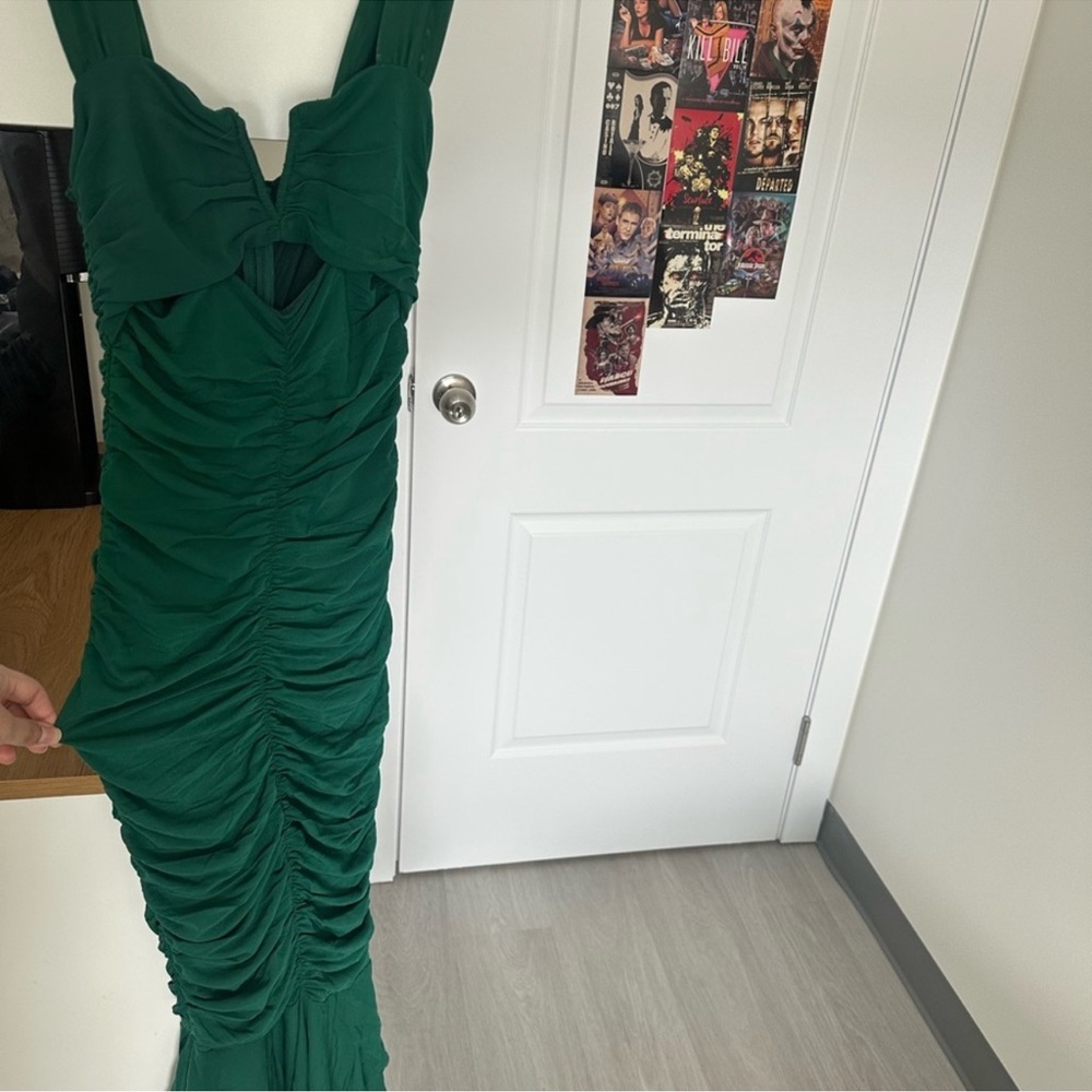 Amazon Green Ruched Sweetheart Maxi Gown